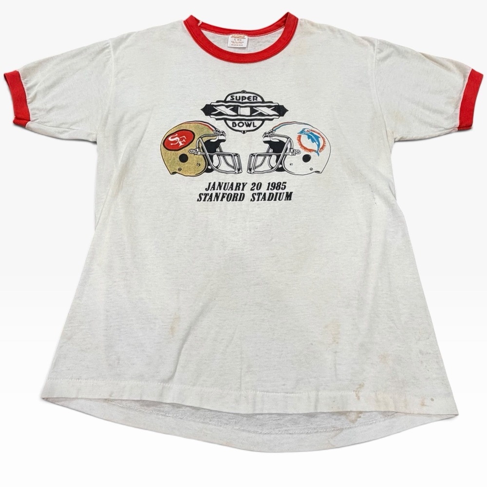 Vintage 1985 Super Bowl XIX T-Shirt 49ers Dolphins Sportswear USA Made Size L